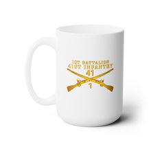 Load image into Gallery viewer, White Mug 15oz - Army - 1st Bn 41st  Infantry X 300 - Hat
