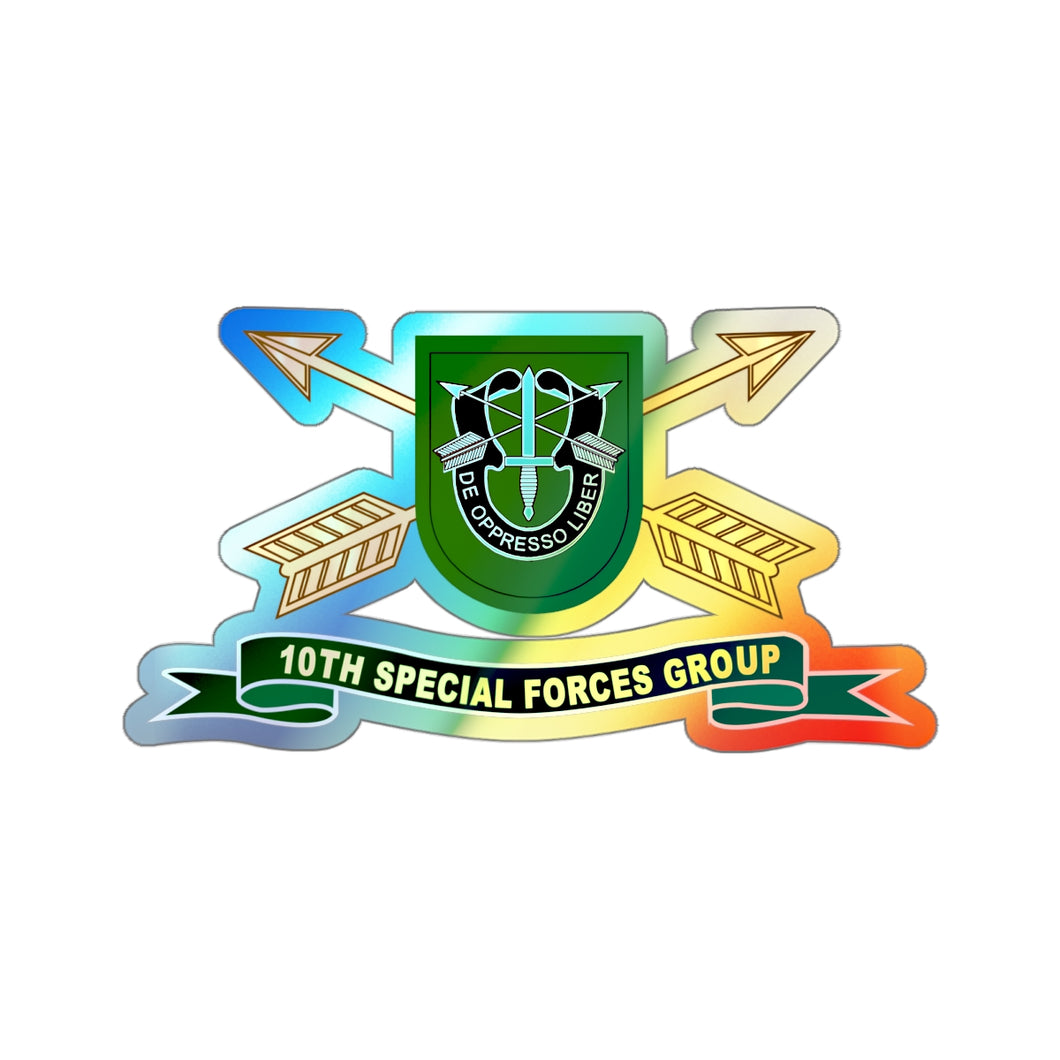 Holographic Die-cut Stickers - 10th Special Forces Group - Flash w Br - Ribbon X 300