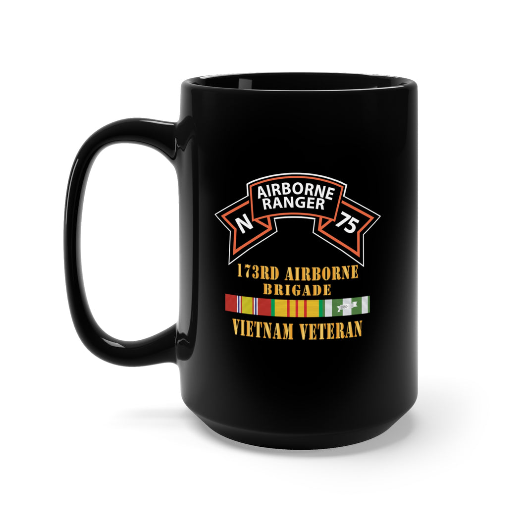 Black Mug 15oz - SOF - N Company Scroll - 173rd Airborne Brigade - Vietnam Veteran w VN SVC X 300