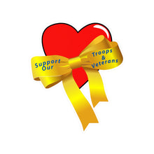 Load image into Gallery viewer, Kiss-Cut Vinyl Decals - ARMY - Heart - Yellow Ribbon - Support Troops and Vets X 300
