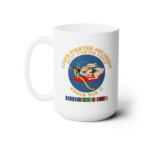 White Ceramic Mug 15oz - AAC - 376th Fighter Squadron - WWII w EUR SVC