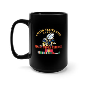 Black Mug 15oz - Navy - Seabee - Desert Storm Veteran X 300