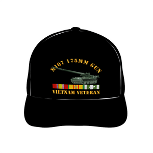  Custom All Over Print Unisex Adjustable Curved Bill Baseball Hat - M107 - 175mm Gun - Vietnam Vet w VN SVC