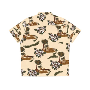 Men's Hawaiian Shirt (AOP) - Tan - Flowers and Palms