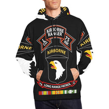 Load image into Gallery viewer, Men&#39;s All Over Print Hoodie (USA Size) (Model H13) - SSI - Vietnam - L Co 75th Ranger - 101st Abn - LRSD w VN SVC
