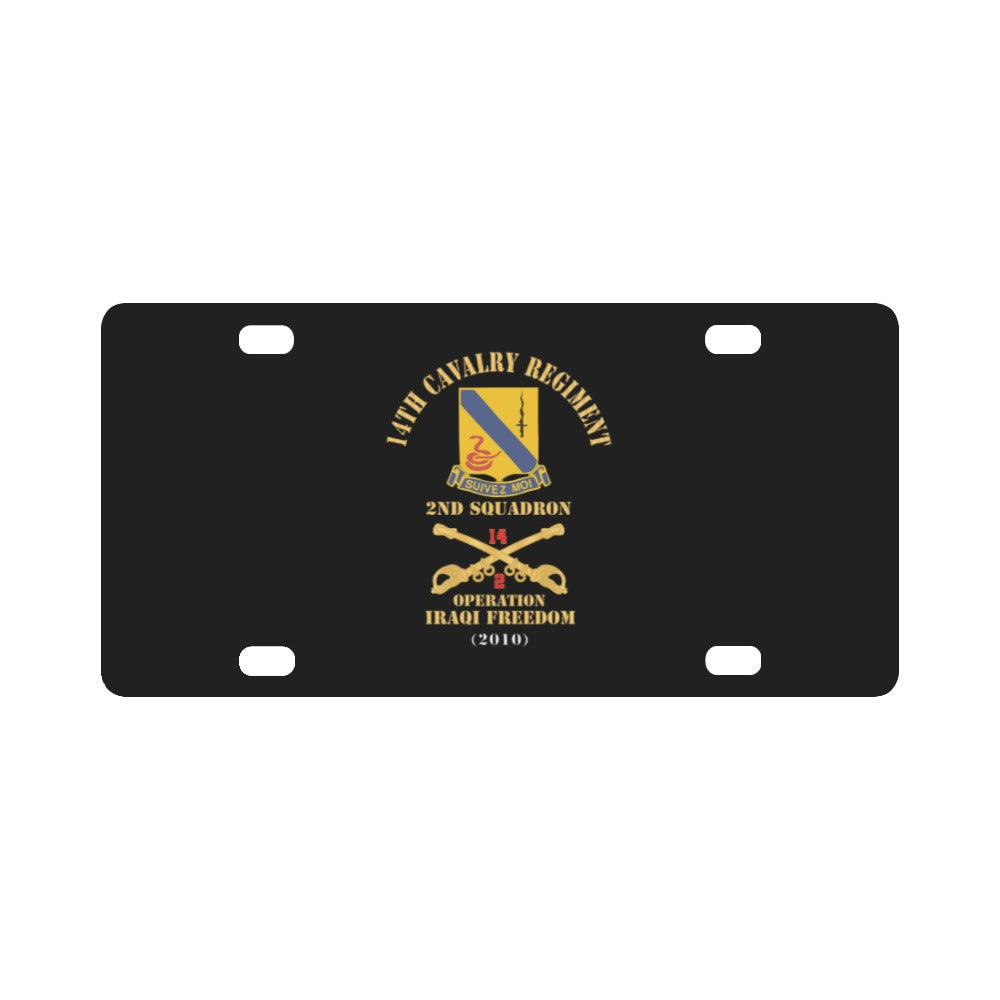 Army - 14th Cavalry Regiment w Cav Br - 2nd Squadron - Operation Iraqi Freedom - 2010 - Red Txt X 30 Classic License Plate