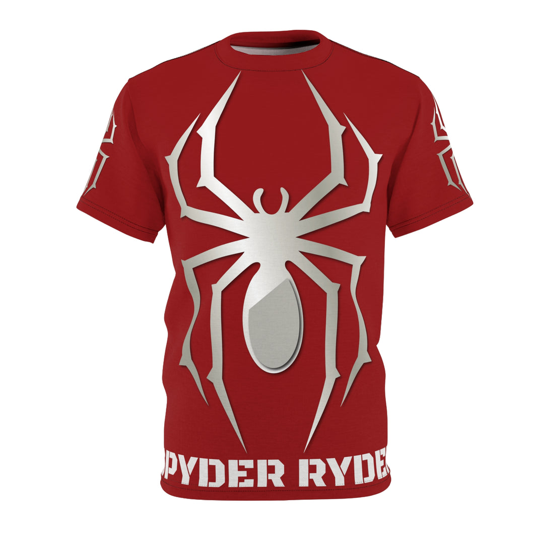 Unisex Cut & Sew Tee (AOP) - Spyder Ryder - Three Wheel Motion - Cherry Red V1