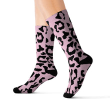 Load image into Gallery viewer, Sublimation Socks - Leopard Camouflage - Baby Pink - Black
