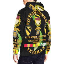 Load image into Gallery viewer, Men&#39;s All Over Print Hoodie (USA Size) (Model H13) - Vietnam Combat Cavalry Veteran w 15th Supply &amp; Transport Bn - 1st Cav Div
