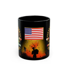 Load image into Gallery viewer, Black Mug 15oz - Vietnam Veteran - 1st Signal Brigade - Combat Veteran with Vietnam Service Ribbons - Spec
