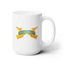 Load image into Gallery viewer, White Ceramic Mug 15oz - Army - Special Forces Tab w SF Branch wo Txt
