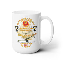 Load image into Gallery viewer, White Mug 15oz -  Army - 1st Bn, 320th FA, 101st Airborne Div - Invasion - 2003 w AA Badge - w 105mm  Map
