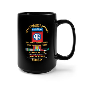 Black Mug 15oz - 82nd Airborne Division - XVIII Airborne Corps - Desert Storm, Desert Shield Veteran - RVS X 300