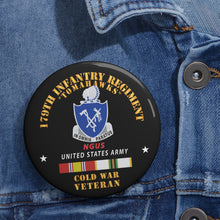 Load image into Gallery viewer, Custom Pin Buttons - 179th Infantry Regiment - NGUS w COLD WAR SVC
