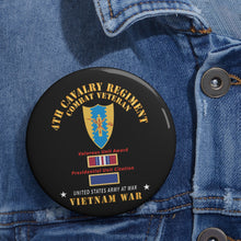 Load image into Gallery viewer, Custom Pin Buttons - 4th Cavalry Regiment - Vietnam War w PUC and VUA X 300
