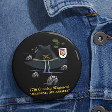 Load image into Gallery viewer, Custom Pin Buttons - 17th Cavalry Hat - Abn - Air Assault w Br w Flash w Slicks
