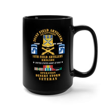 Load image into Gallery viewer, Black Mug 15oz - 1st Battalion, 201st Artillery, XVIII Abn Corps - Operation Desert Storm Veteran X 300
