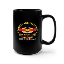 Load image into Gallery viewer, Black Mug 15oz - Combat Artilleryman Badge - Gulf War Veteran w SVC
