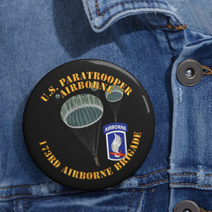 Custom Pin Buttons - US Paratrooper - 173rd Airborne Bde