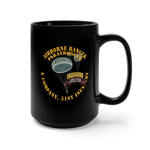 Black Mug 15oz - Airborne Ranger - E Company- 51st Infantry (Ranger) V1