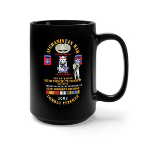 Black Mug 15oz - Army - Afghanistan War Combat Vet w Combat Medic, 3rd Bn 505th PIR - 82nd Airborne - SSI X 300