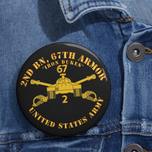 Load image into Gallery viewer, Custom Pin Buttons - 2nd Bn 67th Armor - Armor Branch
