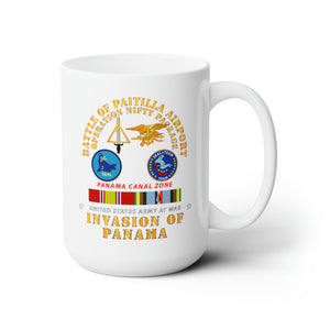 White Ceramic Mug 15oz - Just Cause - Battle of Paitilla Airport - Navy Seals w Pamana SVC v1