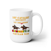 Load image into Gallery viewer, White Mug 15oz - Army - 1st Squadron, 1st Cavalry Regiment - Vietnam War wt 2 Cav Riders and VN SVC
