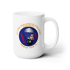 White Ceramic Mug 15oz - Army  - 511th PIR 11th Airborne Div - WWII