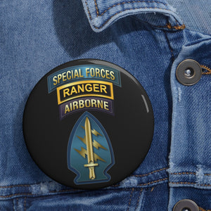 Custom Pin Buttons - SOF - Special Forces - Ranger -SSI V1