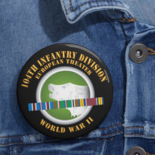 Load image into Gallery viewer, Custom Pin Buttons - 104th Infantry Division - Europe - Ribbons Centered - WWII X 300
