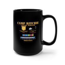 Load image into Gallery viewer, Black Mug 15oz - Camp Ritchie - Cascade, Maryland - MITC, POW Camp w SVC AMCAM - WWII X 300
