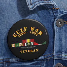 Load image into Gallery viewer, Custom Pin Buttons - Gulf War 1990 - 1991 w Svc and SWASM 3 stars
