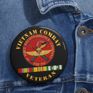 Custom Pin Buttons - USMC - Vietnam Combat Veteran - 1st Force Recon Co w VN SVC