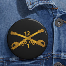 Load image into Gallery viewer, Custom Pin Buttons - 1st Battalion - 12th Cavalry Branch wo Txt
