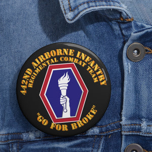 Custom Pin Buttons - 442nd Airborne Infantry Regimental Combat Team