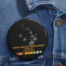 Load image into Gallery viewer, Custom Pin Buttons - 240th Assault Helicopter Co w VN SVC V1
