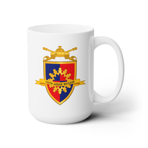 White Ceramic Mug 15oz - Army  - 149th Armor Brigade w Br - Ribbon X 300