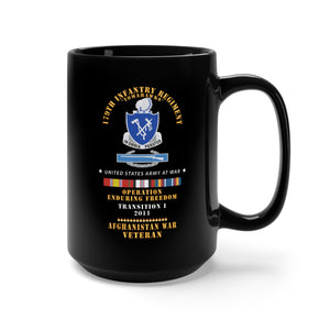 Black Mug 15oz - 179th Infantry Regiment - Tomahawks - Afghanistan - TRANSITION I - 2011 w CIB -  OIF - AFGHAN SVC X 300