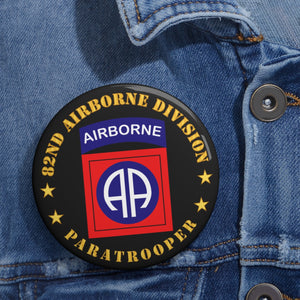 Custom Pin Buttons - 82nd Airborne Division - Paratrooper