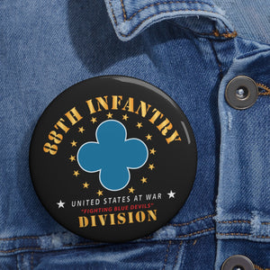 Custom Pin Buttons - 88th Infantry Division - Fighting Blue Devils X 300