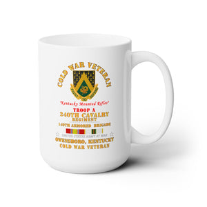 White Ceramic Mug 15oz - Army - Cold War Vet -  Troop A, 240th Cavalry Regiment - Owensboro, Kentucky w COLD SVC