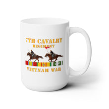 Load image into Gallery viewer, White Mug 15oz - Army - 7th Cavalry Regiment - Vietnam War wt 2 Cav Riders and VN SVC
