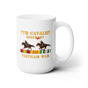 White Mug 15oz - Army - 7th Cavalry Regiment - Vietnam War wt 2 Cav Riders and VN SVC