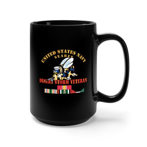 Black Mug 15oz - Navy - Seabee - Desert Storm Veteran X 300