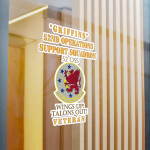 Kiss-Cut Vinyl Decals - Army - USAF - 52nd Operations Support Squadron - Griffins - Wings Up Talons Out