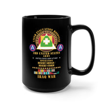 Load image into Gallery viewer, Black Mug 15oz - 129th Evacuation Hospital - Operation Desert Storm - Shield - 3rd US Army SSI w Gulf SVC Ribbons
