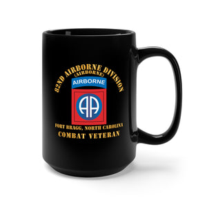 Black Mug 15oz - Army - 82nd Airborne Division - FBNC - Combat Veteran X 300