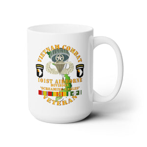 White Ceramic Mug 15oz - Army - Vietnam Combat Veteran w 101st Airborne Div w JM - V1 X 300