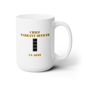 White Ceramic Mug 15oz - Army - Emblem - Warrant Officer 4 - CW4 - US Army - Hat